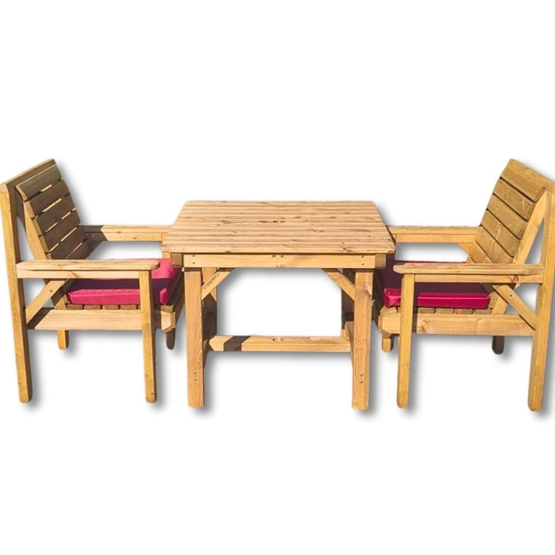 Fully Assembled 3ft Wooden Garden Furniture Set with 2 Chairs - Image 2