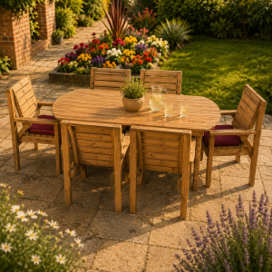 6FT Wooden Garden Furniture Dining Set with 6 Chairs