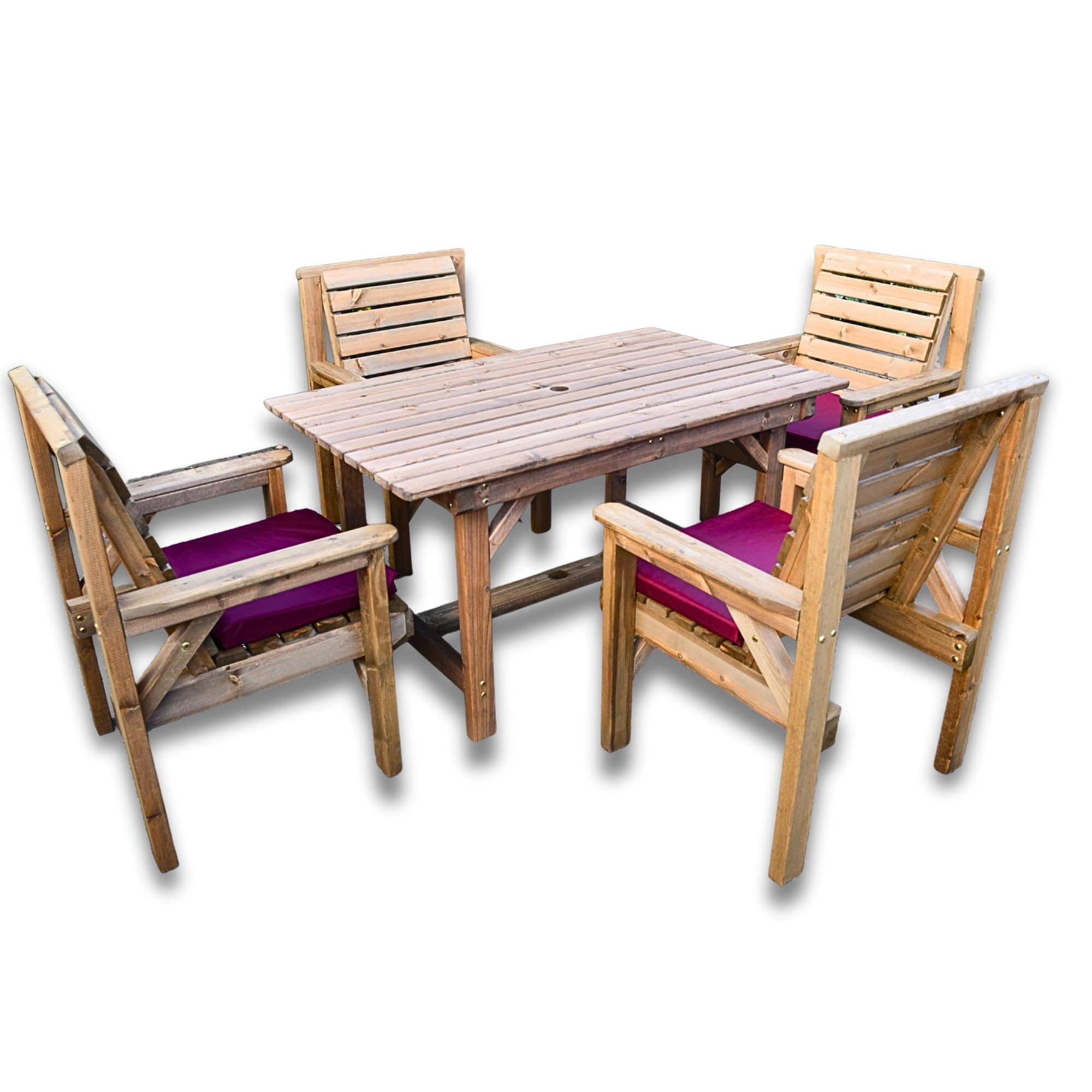 4FT Wooden Garden Table & 4 Chairs - Image 2