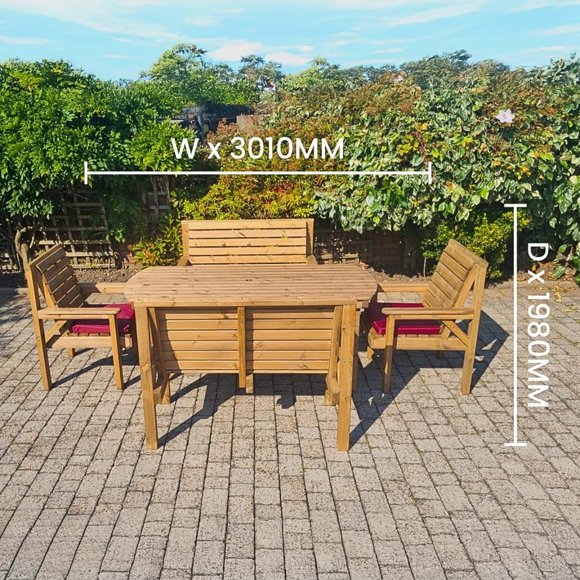 6FT Wooden Garden Furniture Set with Table, 2 Benches & 2 Chairs - Image 3