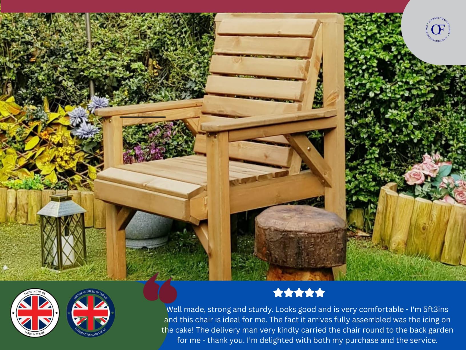 Wooden Garden Chair - Image 4