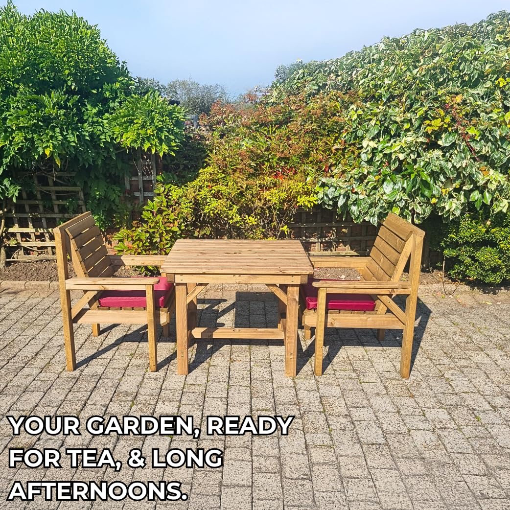 Fully Assembled 3ft Wooden Garden Furniture Set with 2 Chairs - Image 3