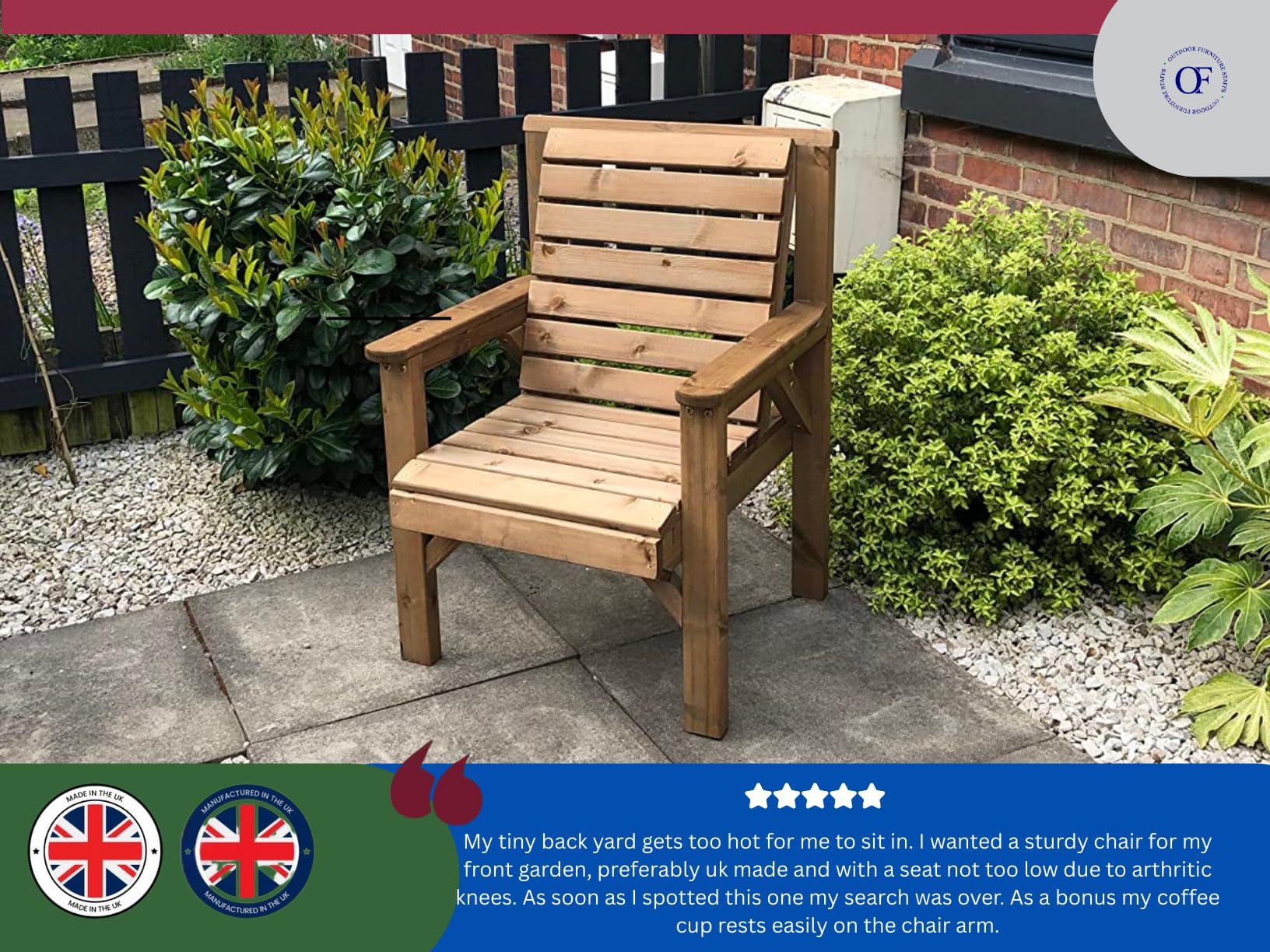 Wooden Garden Chair - Image 6