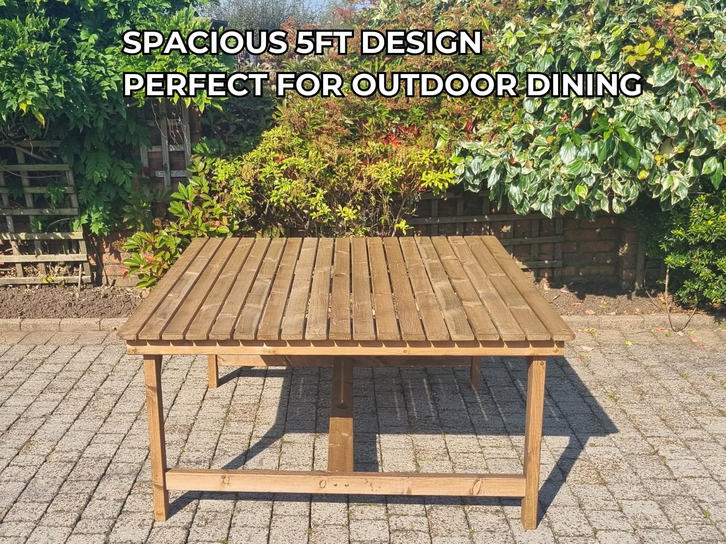 Wooden Garden Table Set 5ft - Image 3