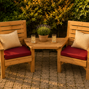 Garden Furniture Wooden Twin Chairs with Detachable Table