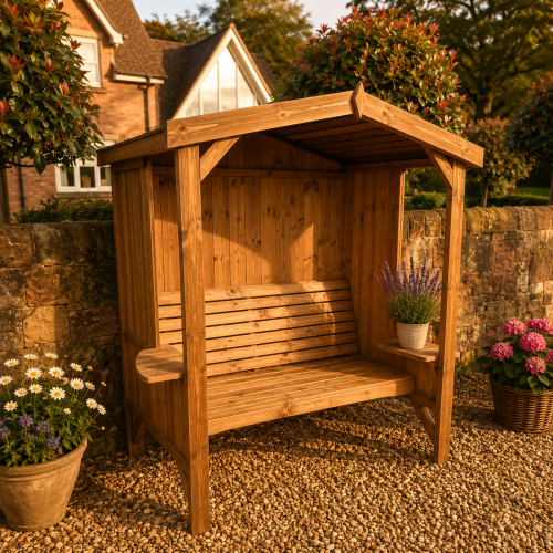 STAFFORDSHIRE OUTDOOR FURNITURE LTD Wooden Cottage Arbour with Bench