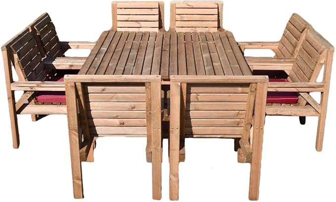 5FT Wooden Garden Dining Set with 8 Chairs - Image 4