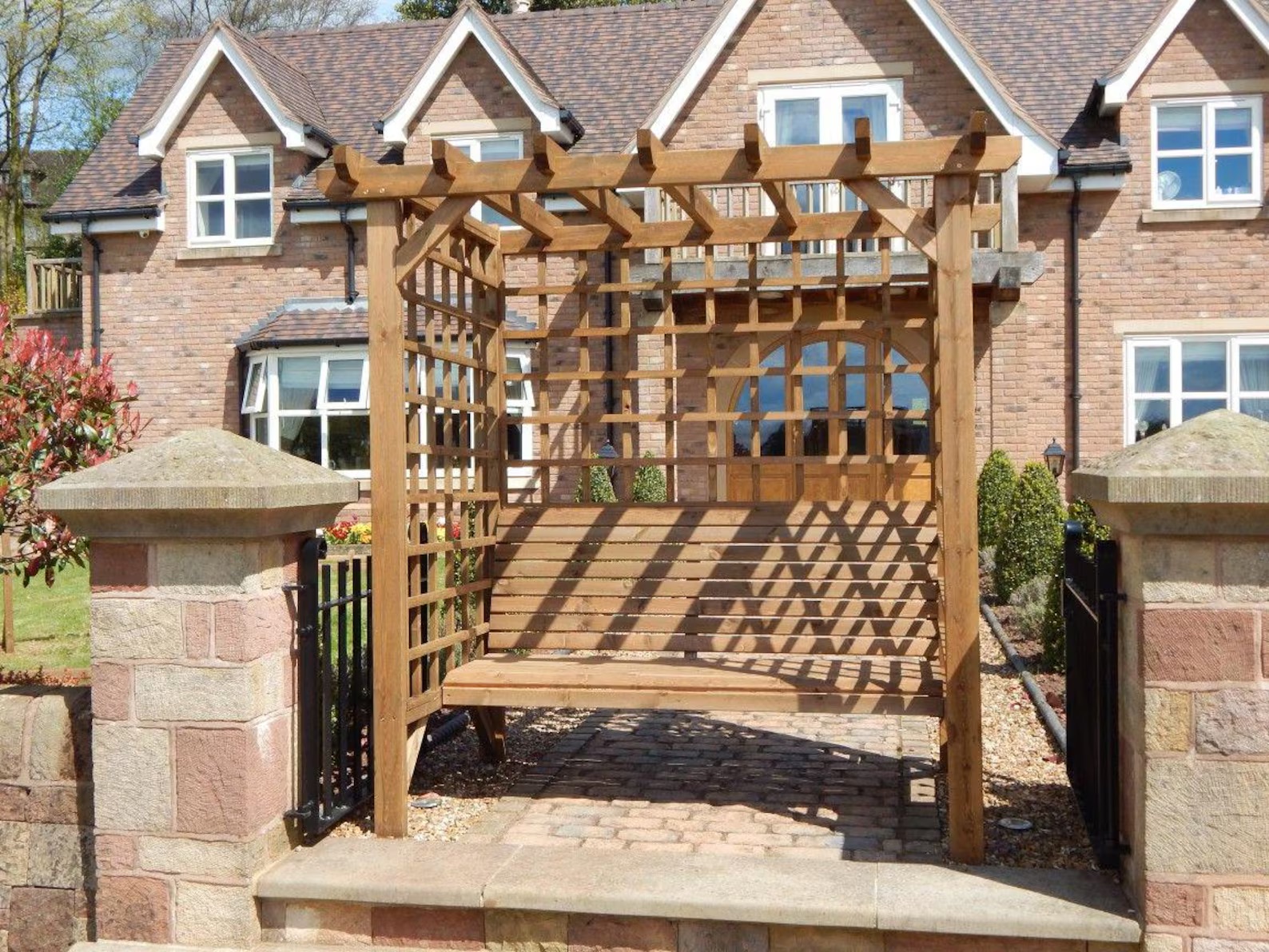 Wooden 3-Seater Garden Arbour, Fully Assembled