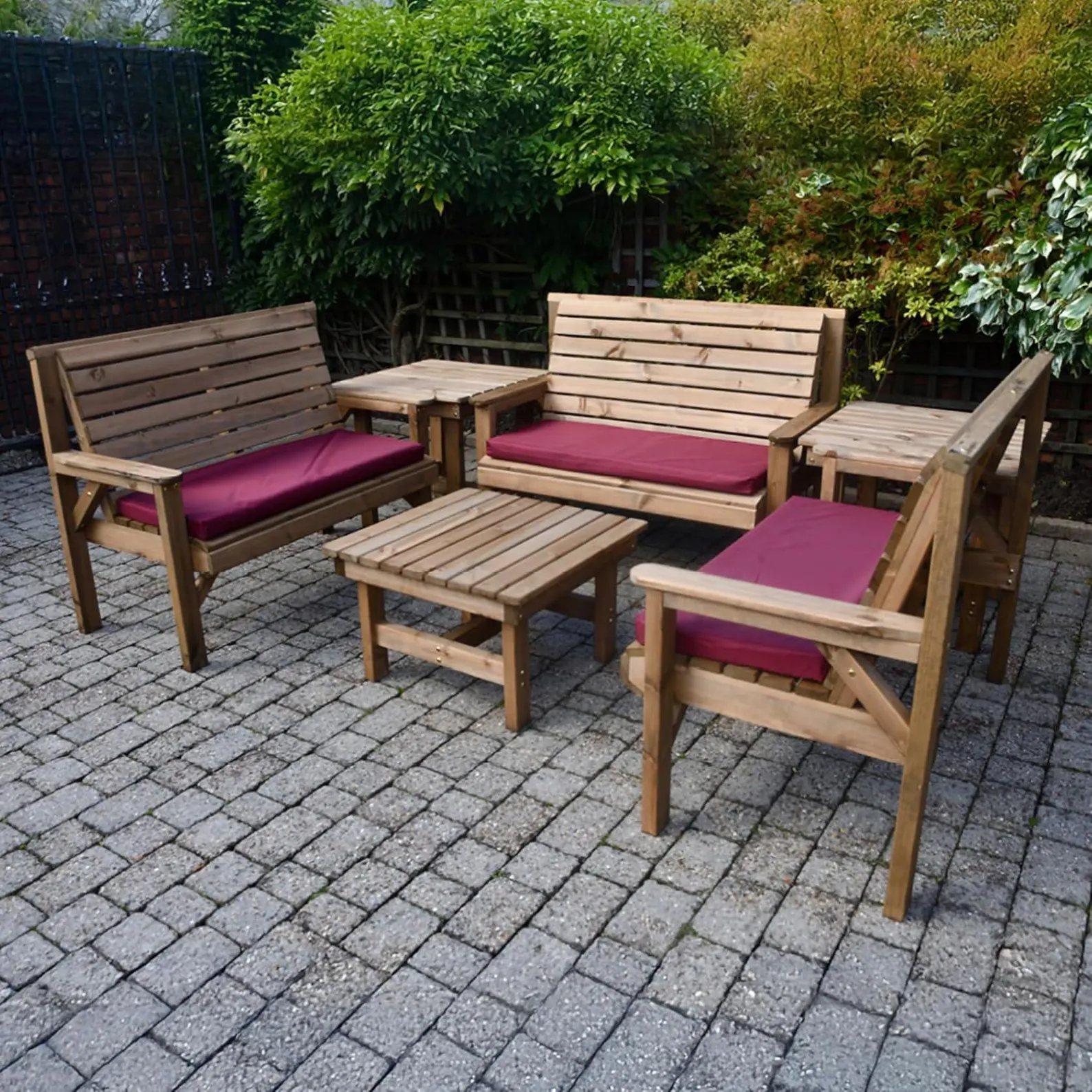 Handmade Full Corner Garden Furniture Set – 3 Benches & 3 Tables