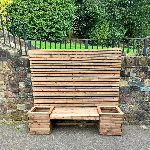 Wooden Planter Bench and Trellis